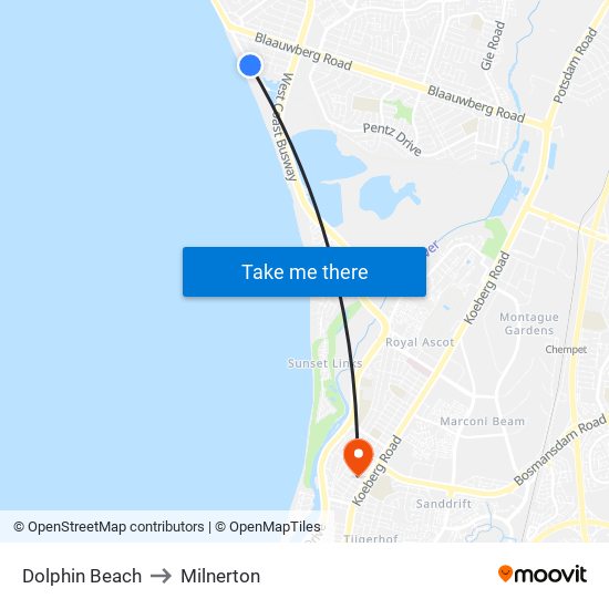 Dolphin Beach to Milnerton map