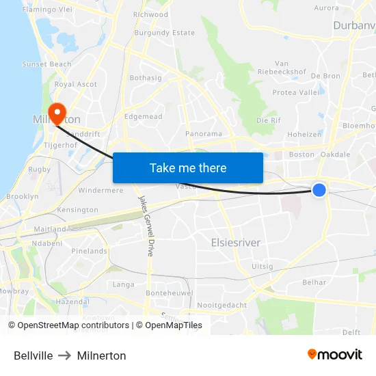 Bellville to Milnerton map