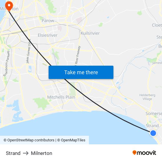 Strand to Milnerton map