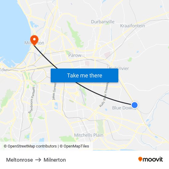 Meltonrose to Milnerton map