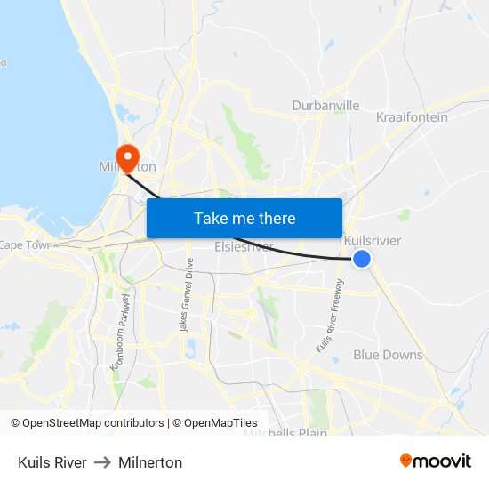 Kuils River to Milnerton map