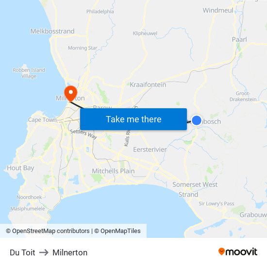 Du Toit to Milnerton map