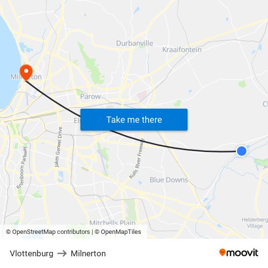 Vlottenburg to Milnerton map