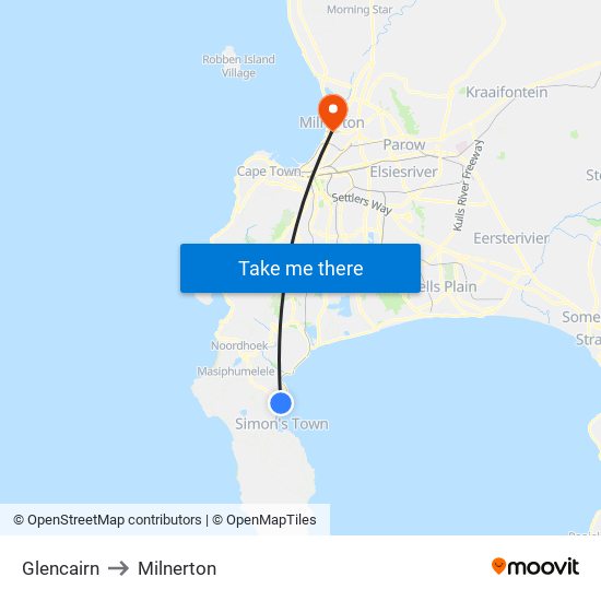 Glencairn to Milnerton map