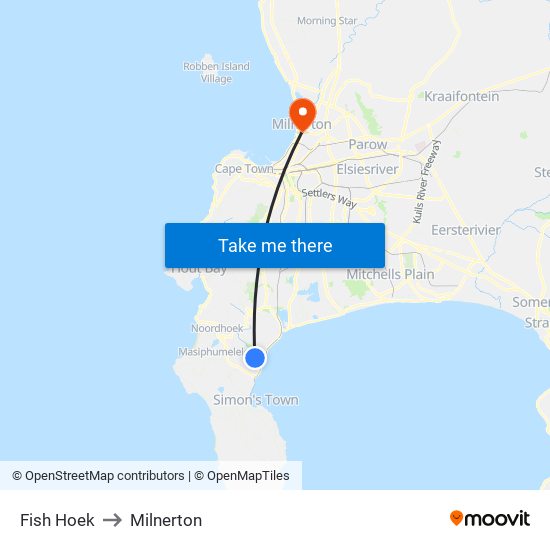 Fish Hoek to Milnerton map