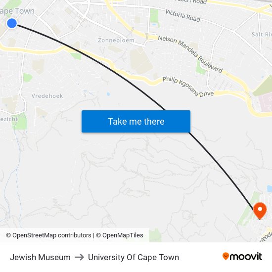 Jewish Museum to University Of Cape Town map