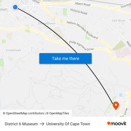 District 6 Museum to University Of Cape Town map