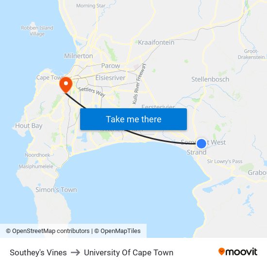 Southey's Vines to University Of Cape Town map