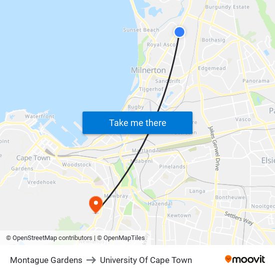Montague Gardens to University Of Cape Town map