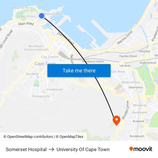 Somerset Hospital to University Of Cape Town map