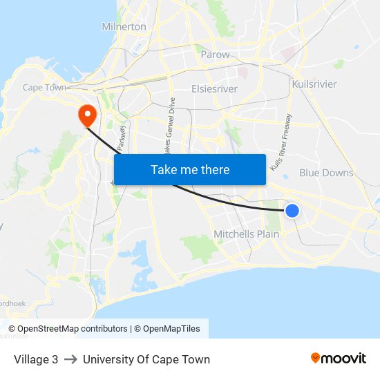 Village 3 to University Of Cape Town map