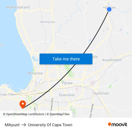 Mikpunt to University Of Cape Town map