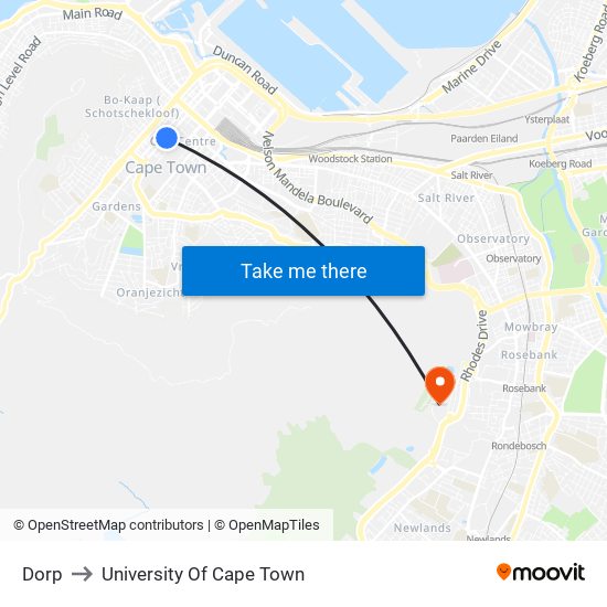 Dorp to University Of Cape Town map