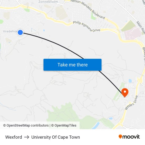Wexford to University Of Cape Town map
