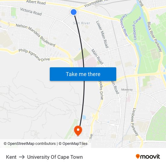 Kent to University Of Cape Town map