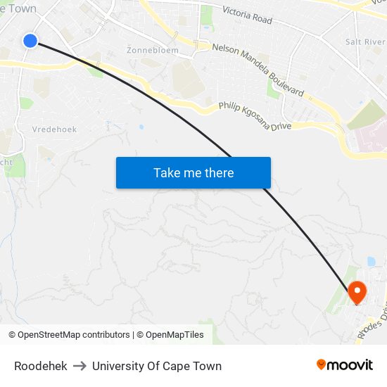 Roodehek to University Of Cape Town map