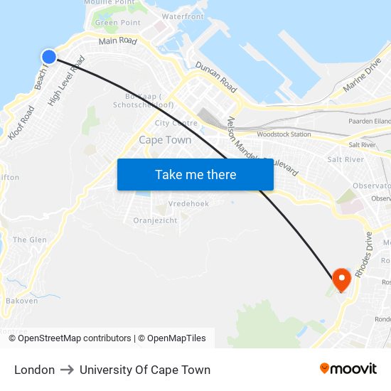 London to University Of Cape Town map