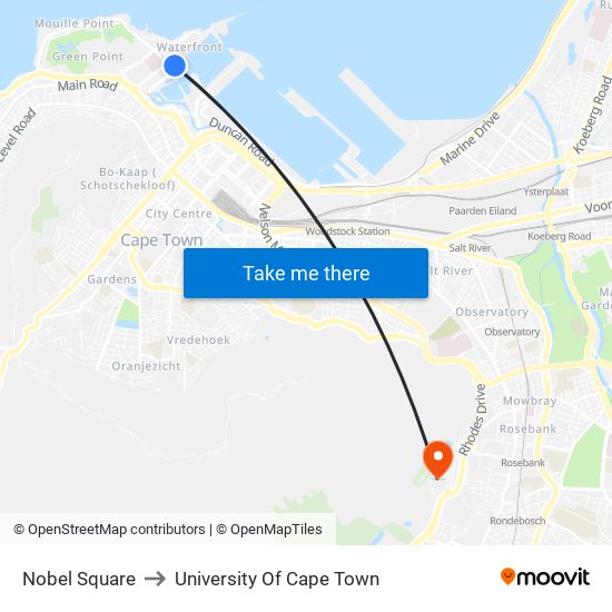 Nobel Square to University Of Cape Town map