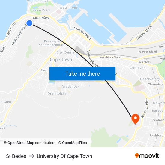 St Bedes to University Of Cape Town map