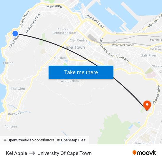 Kei Apple to University Of Cape Town map