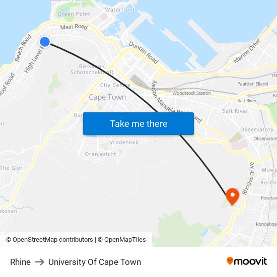 Rhine to University Of Cape Town map