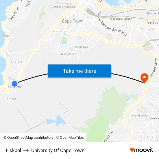 Fiskaal to University Of Cape Town map