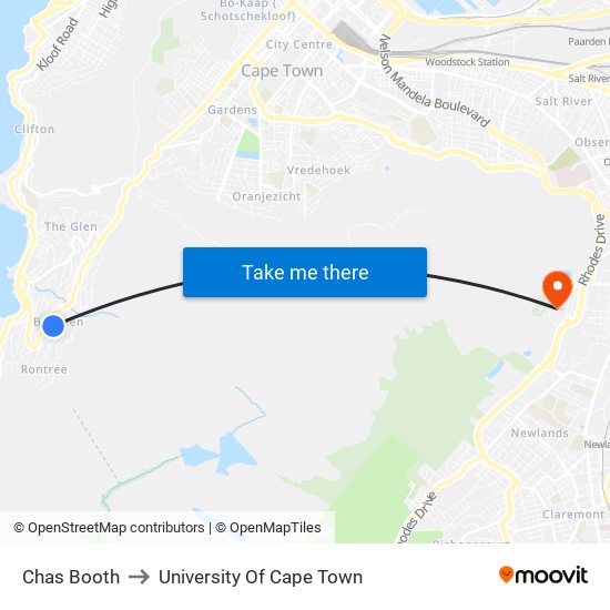 Chas Booth to University Of Cape Town map