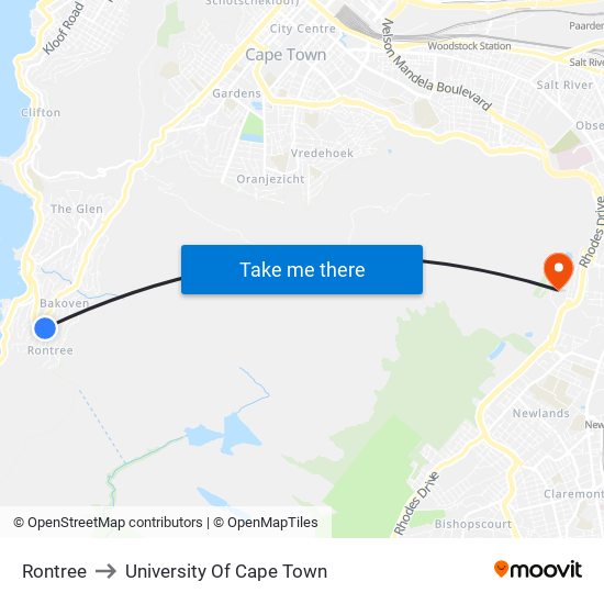 Rontree to University Of Cape Town map