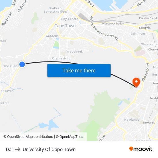 Dal to University Of Cape Town map