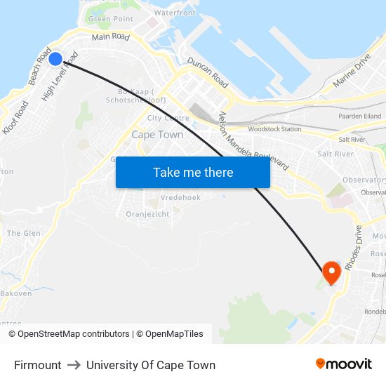 Firmount to University Of Cape Town map