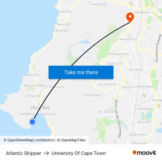 Atlantic Skipper to University Of Cape Town map