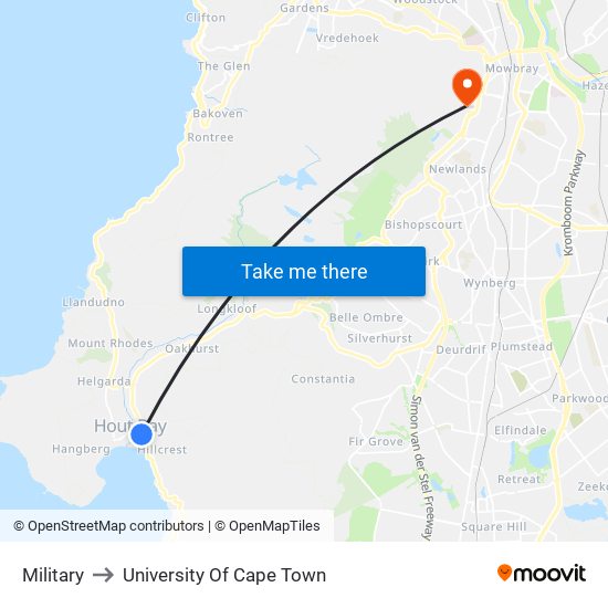 Military to University Of Cape Town map