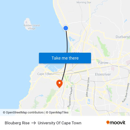 Blouberg Rise to University Of Cape Town map