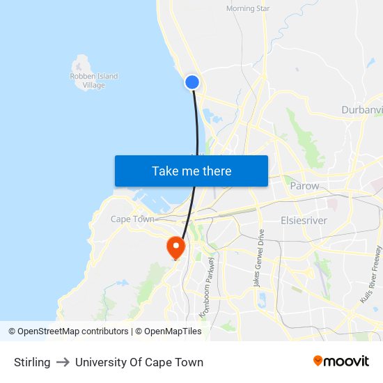 Stirling to University Of Cape Town map