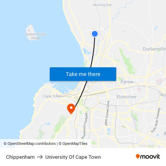 Chippenham to University Of Cape Town map