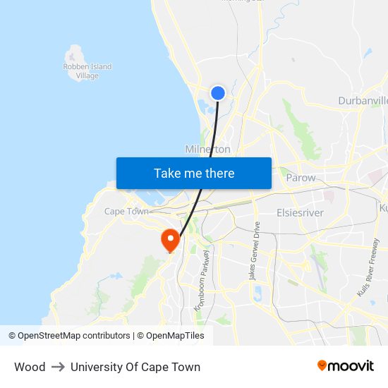 Wood to University Of Cape Town map