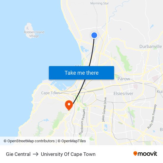 Gie Central to University Of Cape Town map