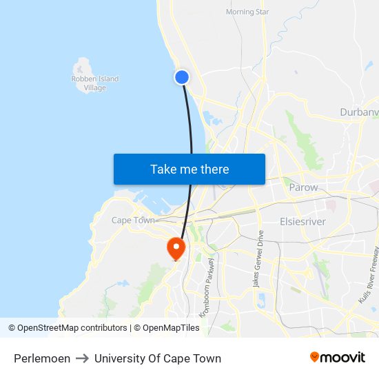 Perlemoen to University Of Cape Town map