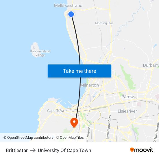 Brittlestar to University Of Cape Town map