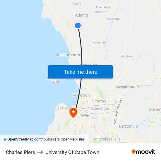 Charles Piers to University Of Cape Town map