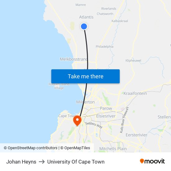 Johan Heyns to University Of Cape Town map