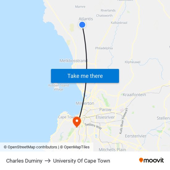 Charles Duminy to University Of Cape Town map