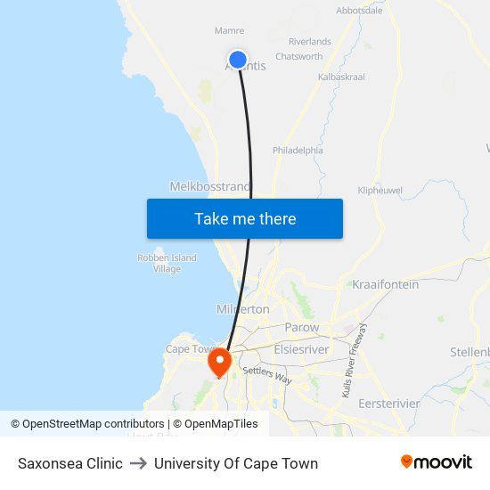 Saxonsea Clinic to University Of Cape Town map