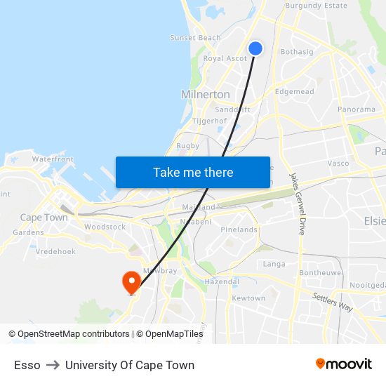 Esso to University Of Cape Town map