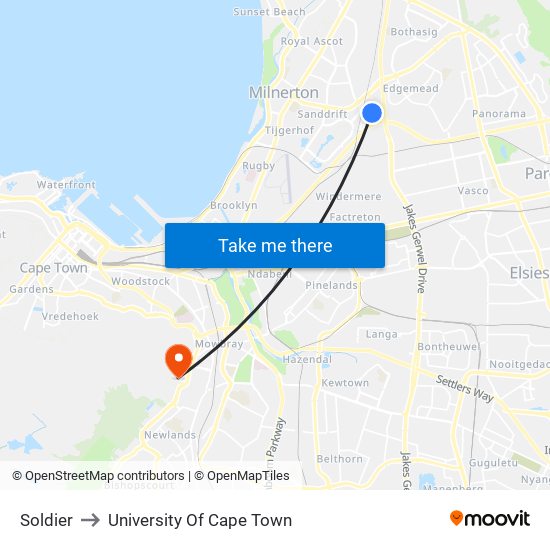Soldier to University Of Cape Town map