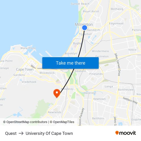 Quest to University Of Cape Town map