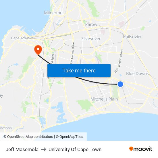 Jeff Masemola to University Of Cape Town map