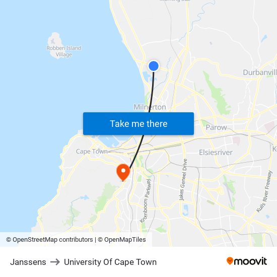 Janssens to University Of Cape Town map