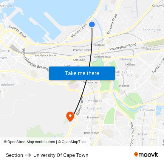 Section to University Of Cape Town map