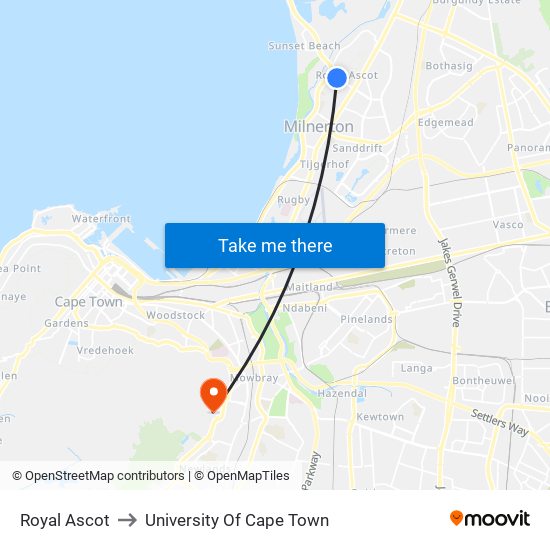 Royal Ascot to University Of Cape Town map